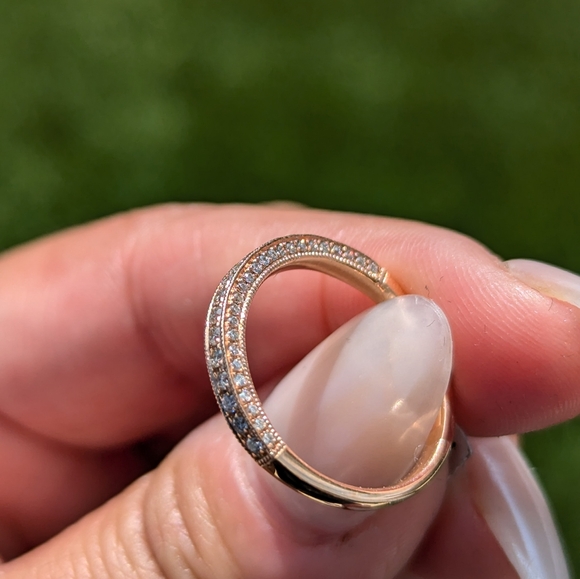 14k Rose Gold 3 Face Multi Micro Pave Diamond Band Ring - Picture 5 of 8